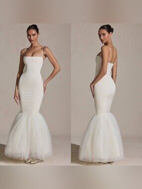 embellished bandeau maxi dress in beige Embellished Bandeau Cowl Neck Maxi Dress in Snow - 2
